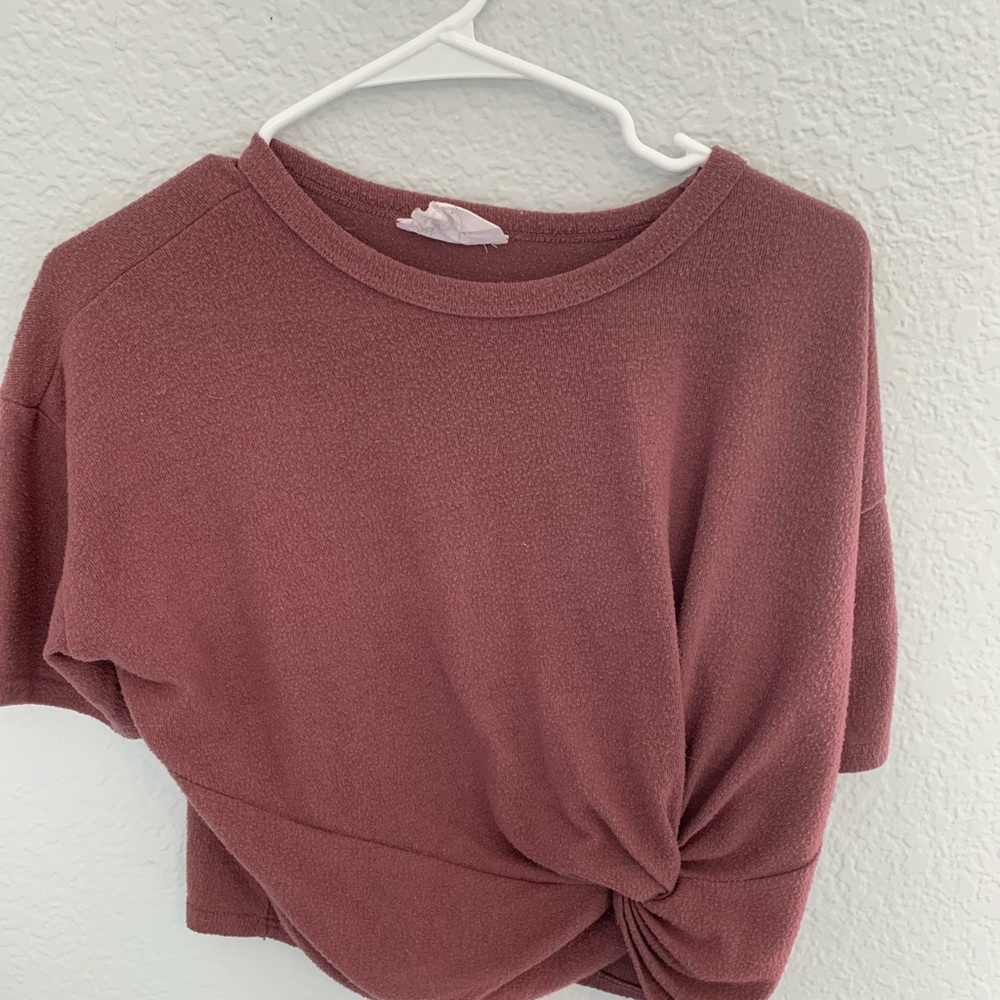 sweater top twist front purple